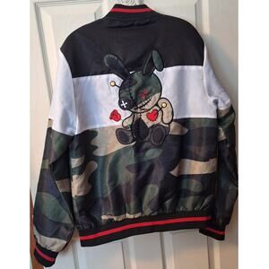 BKYS Men Lucky Charm Voodoo Bunny Embroidered Camo Windbreaker Light Jacket M